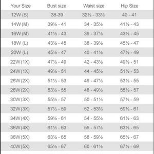 Roamans Size Chart